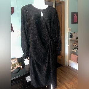 Chic Black Glitter Long Sleeve Dress